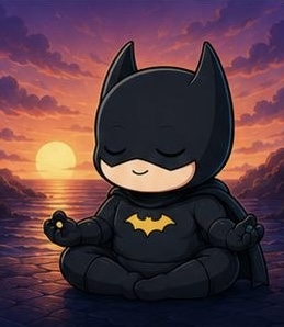 BabyBat chibi mascot meditating